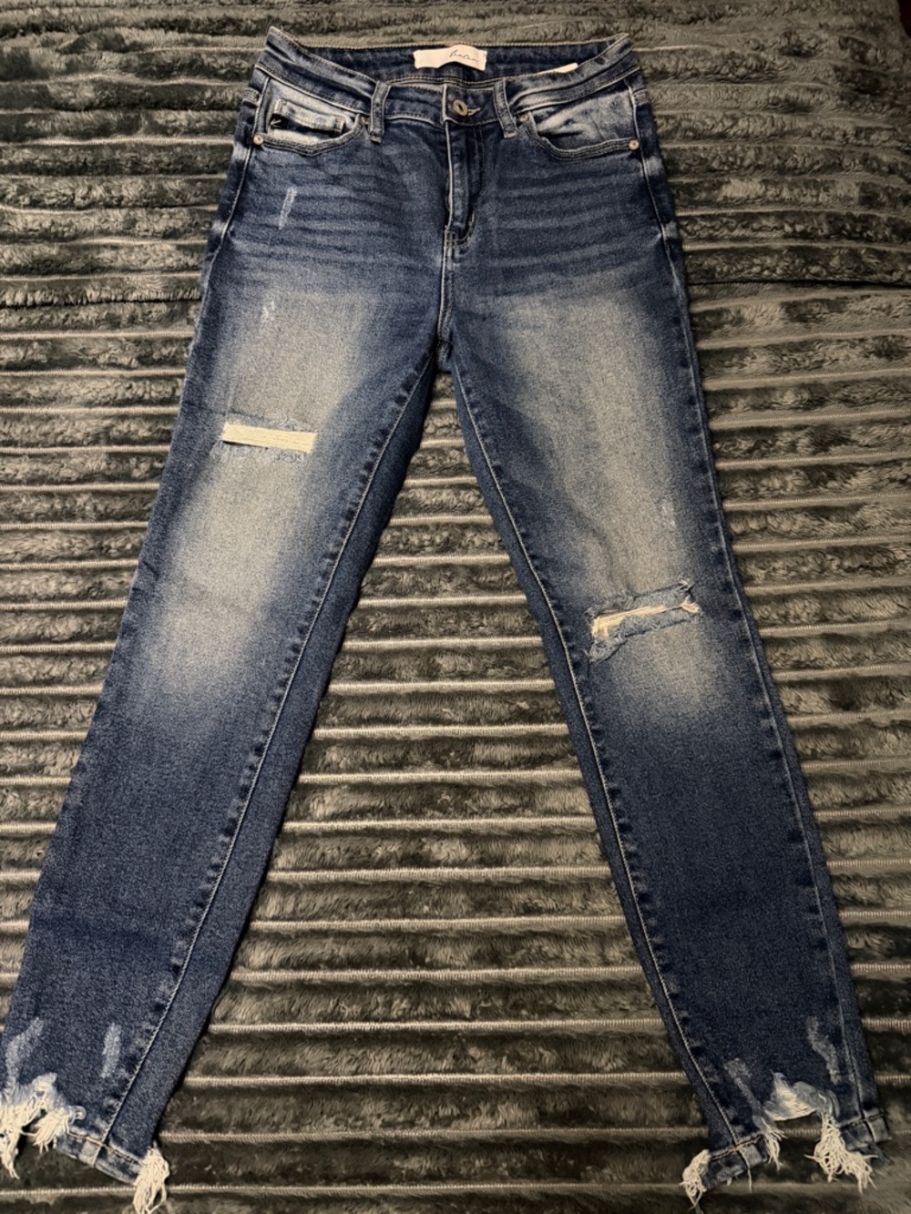 KanCan Dark Wash Distressed Skinny Jeans
